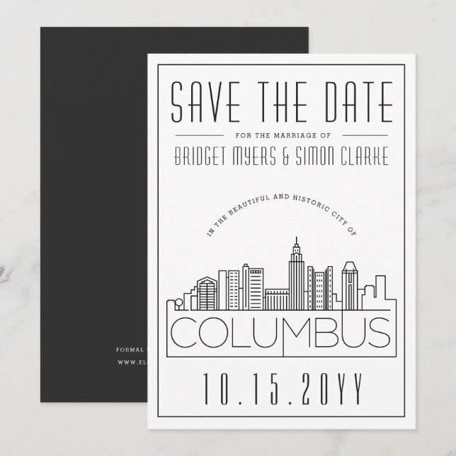 Invitación Estilo de Decoración de Boda en Columbus Línea del (Anverso / Reverso)