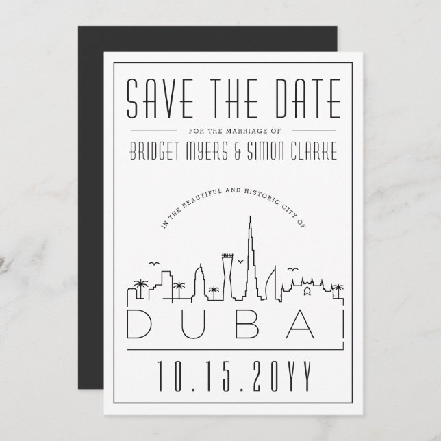 Invitación Estilo de Decoración de Boda en Dubai Horizonte In (Anverso / Reverso)