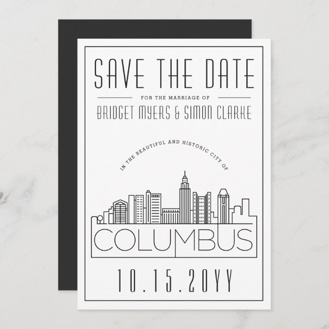 Invitación Estilo de decoración para boda de Columbus Save th (Anverso / Reverso)