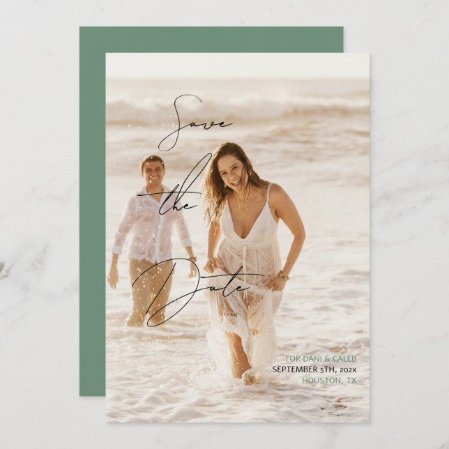 Invitación Estilo De Escritura A Mano De Moda Casual Guardar  (Anverso / Reverso)