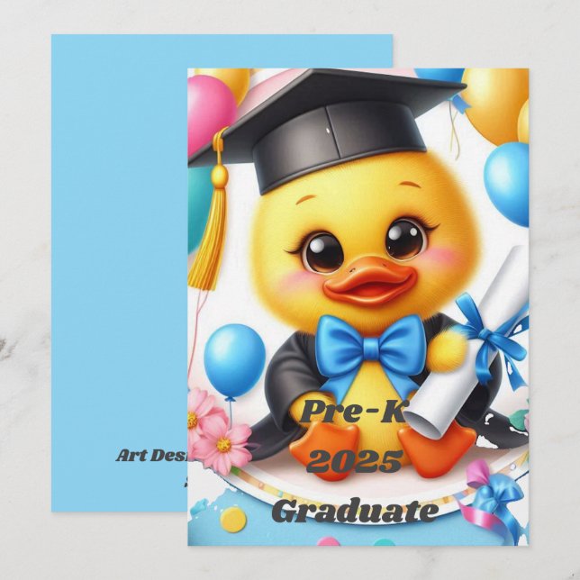 Invitación Estilo de graduado de Pre-K 2025 número 2 (Anverso / Reverso)