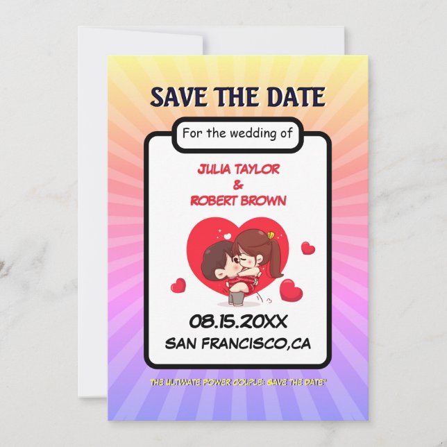 Invitación Estilo de libro de historietas personalizado guard (Anverso)