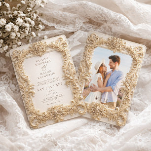 Invitación Estilo de Marco Elegante Repujado Barroco Boda