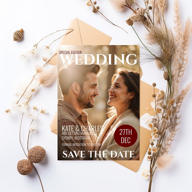 Invitación Estilo de revista Personalizado único Guardar fech (Subido por el creador)