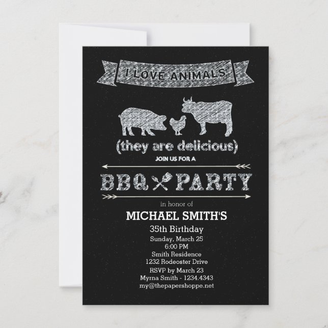 Invitación Estilo de tablero de Fiesta de barbacoa (Anverso)