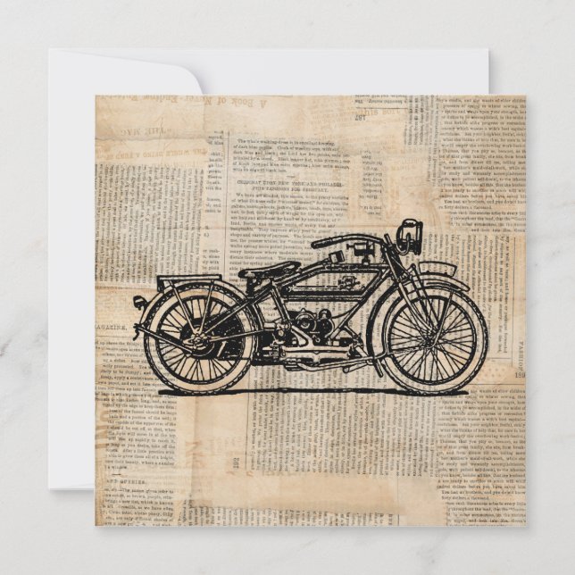 Invitación Estilo de texto de periódico de arte de motociclet (Anverso)