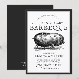 Invitación Estilo de vintage  Aniversario  Pig asado