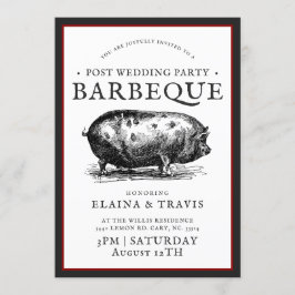 Invitación Estilo de vintage| Boda postal| Pig asado