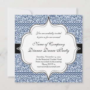 Invitación Estilo de vintage de los colores azul y blanco de