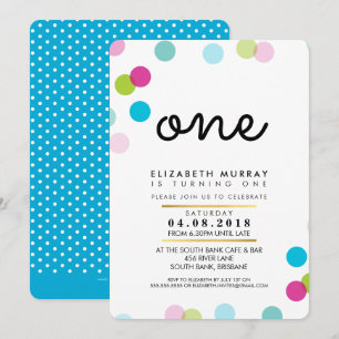 Invitación ESTILO fiesta de 1º cumpleaños INVITE confetti bri