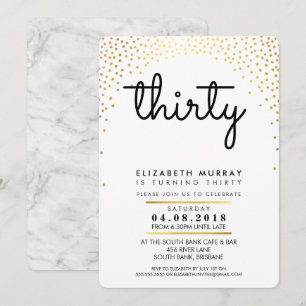 Invitación ESTILO fiesta DE 30 años INVITE Gold confetti