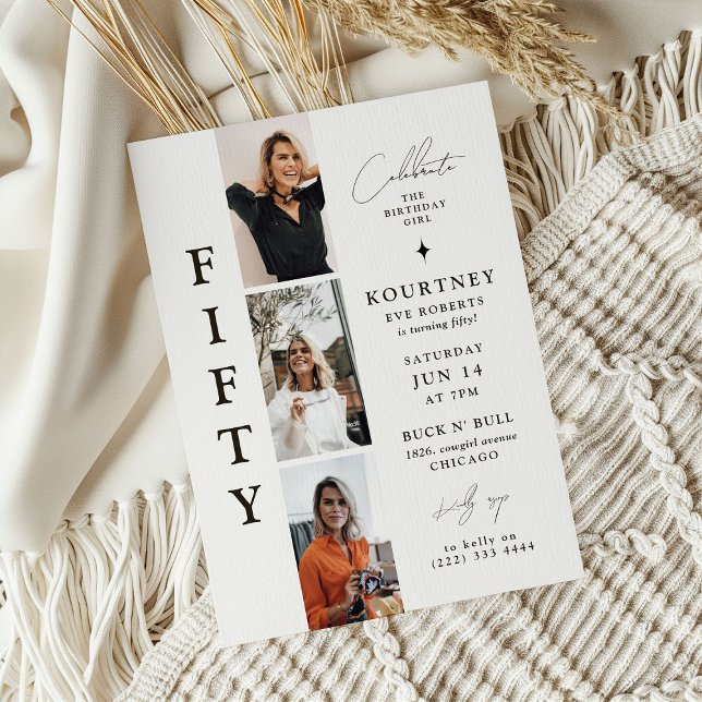 Invitación Estilo FIFTY Tira de Fotos Cumpleaños 50  (Subido por el creador)