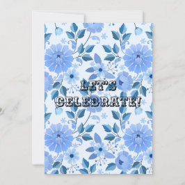 Invitación Estilo floral azul, vintage