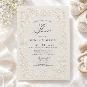 Invitación Estilo floral elegante con relieve para baby showe
