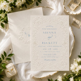 Invitación Estilo Floral Ornado de Boda con Crema Elegante Re