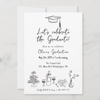 Invitación Estilo francés Graduación Brunch Luncheon Cena