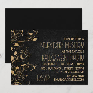 Invitación Estilo Gatsby, fiesta de Halloween del misterio de