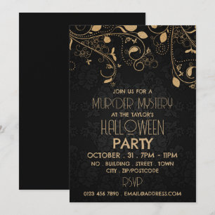 Invitación Estilo Gatsby, fiesta de Halloween del misterio de