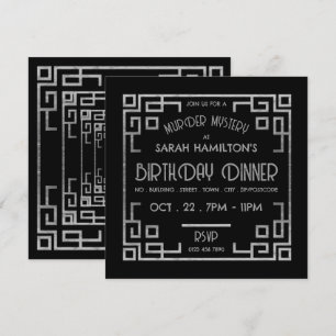 Invitación Estilo Gatsby Geométrico, Aniversario del Misterio