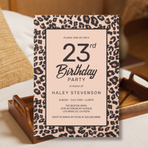 Invitación Estilo Impreso Animal Leopardo de Moda Cumpleaños