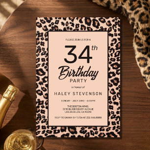 Invitación Estilo Impreso de Animal de Leopardo Tendencia Cum