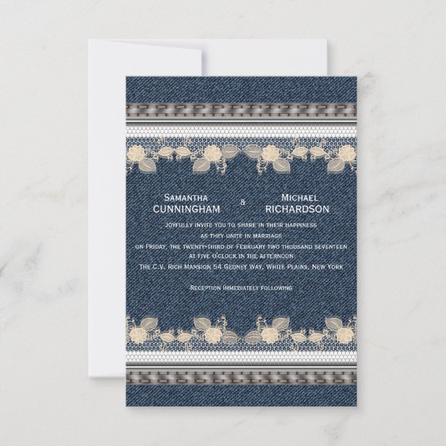 Invitación Estilo jeans denim (Anverso)