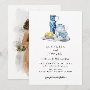 Invitación Estilo La Dolce Vita Foto de Boda en Acuarela