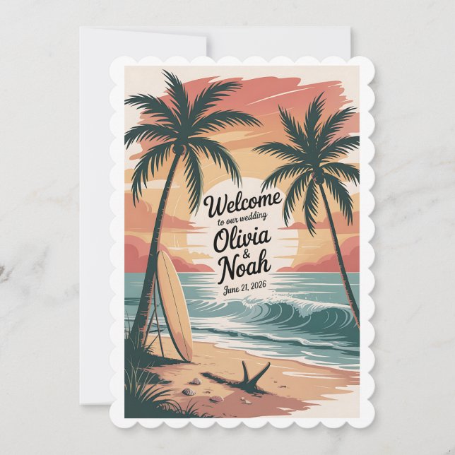 Invitación [Estilo] Letrero de Bienvenida de Boda Personaliza (Anverso)
