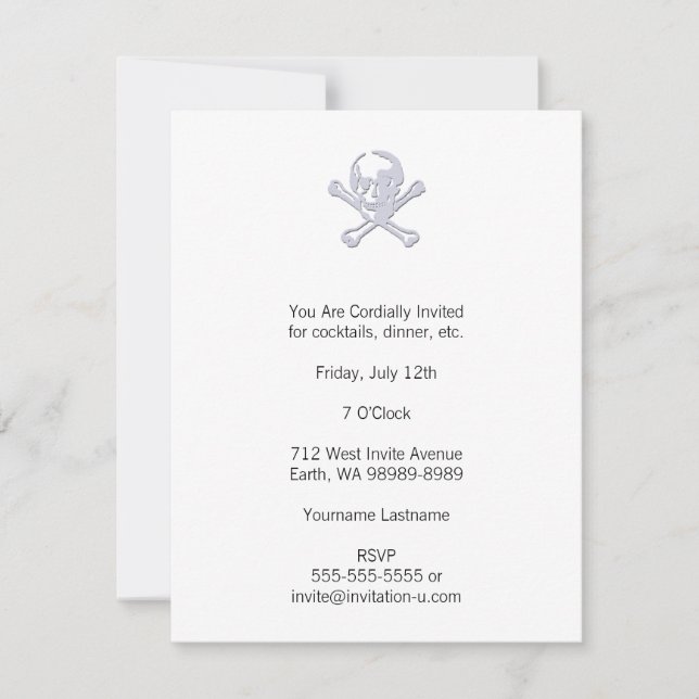 Invitación Estilo Letterpress Jolly Roger (Anverso)