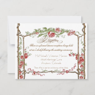 Invitación Estilo Letterpress Vintage Faux Bois Trellis - Roj