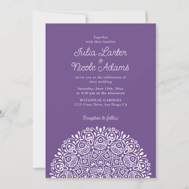 Invitación Estilo Mandala de Boda Art Déco Ornamentado Clásic (Anverso)