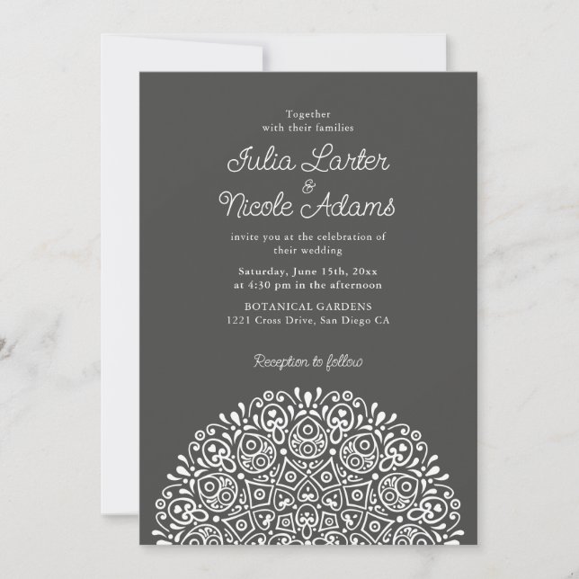 Invitación Estilo Mandala de Boda Art Déco Ornate Clásico (Anverso)