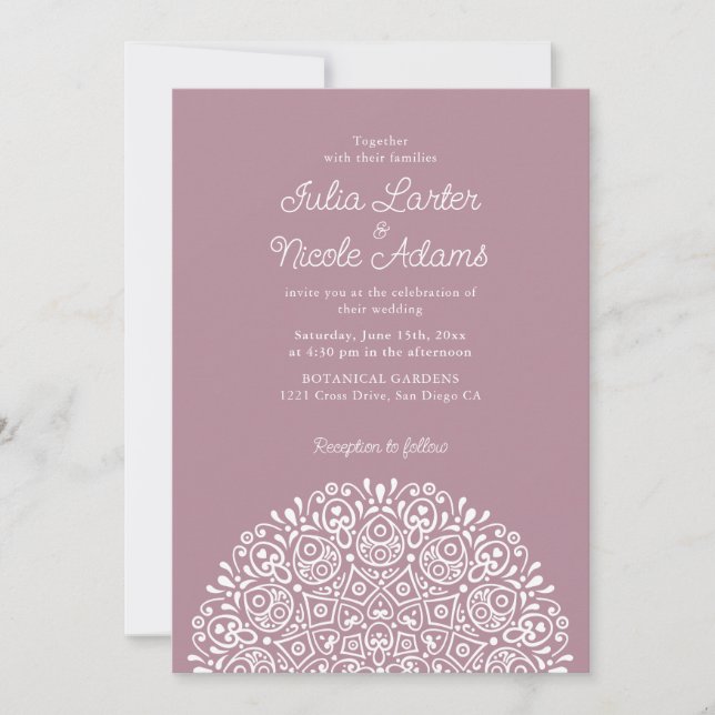 Invitación Estilo Mandala de Boda Art Déco Ornate Clásico (Anverso)