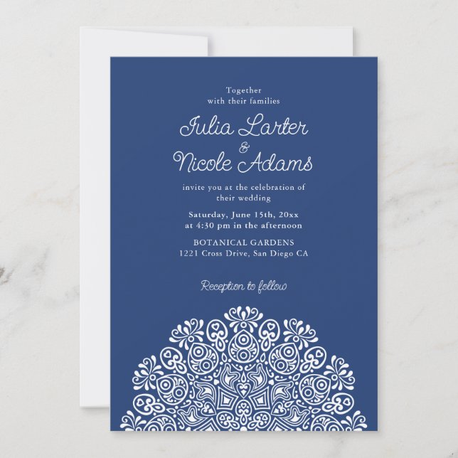 Invitación Estilo Mandala de Boda Art Déco Ornate Clásico (Anverso)