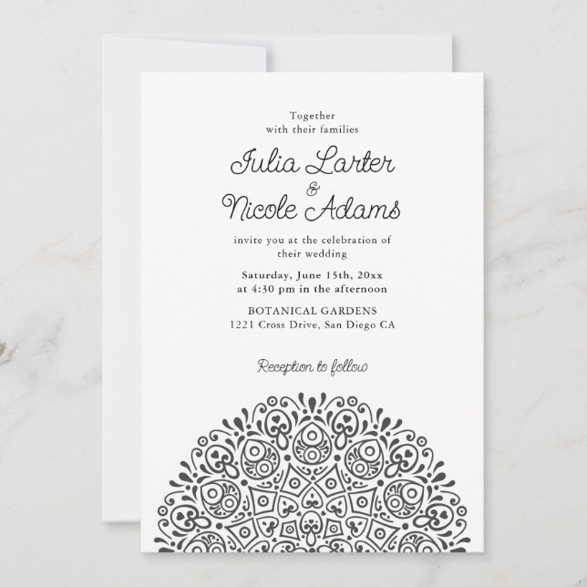 Invitación Estilo Mandala de Boda Art Déco Ornate Clásico (Anverso)