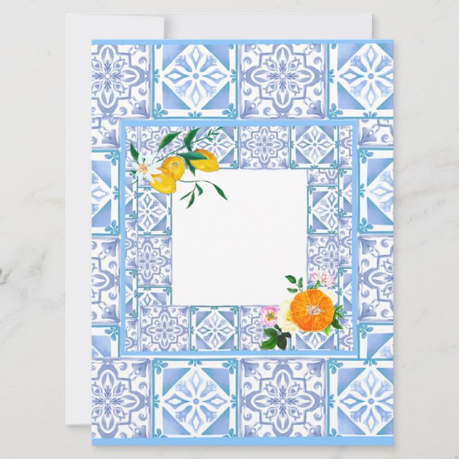 Invitación estilo mediterráneo, limón, Amalfi, (Anverso)
