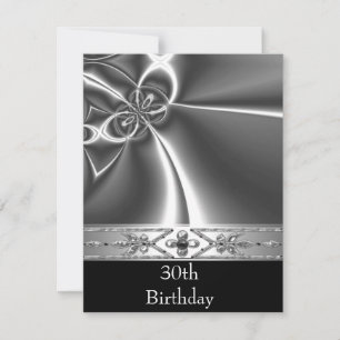Invitación Estilo Metal Cromo Negro Blanco Plata 30º
