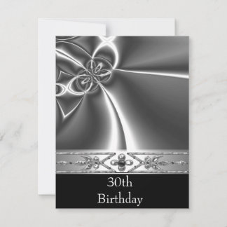 Invitación Estilo Metal Cromo Negro Blanco Plata 30º