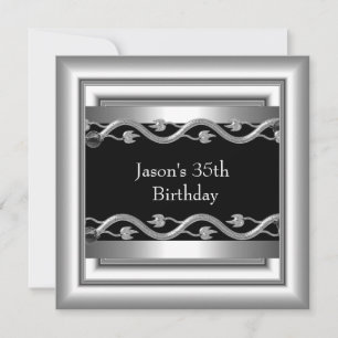Invitación Estilo Metal Cromo Negro Blanco Plateado Hombres 3