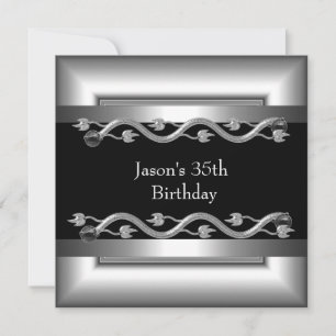 Invitación Estilo Metal Cromo Negro Blanco Plateado Hombres 4