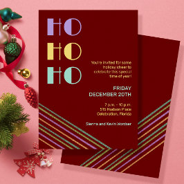 Invitación Estilo retro moderno rojo HO-HO-HO