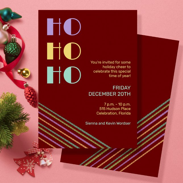 Invitación Estilo retro moderno rojo HO-HO-HO (Subido por el creador)