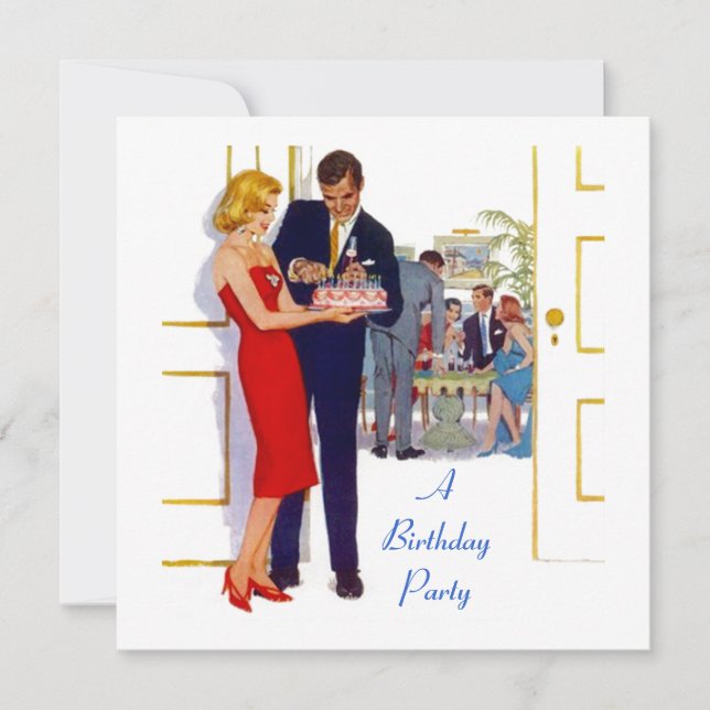 Invitación Estilo retro para la fiesta de cumpleaños (Anverso)