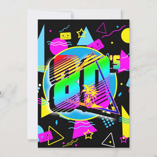 INVITACIÓN ESTILO RETRO VINTAGE DE LOS 80 (Anverso)