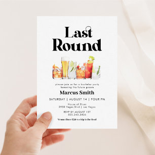 Invitación Estilo Retro Vintage de Última Ronda de Soltero
