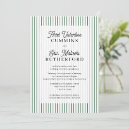 Invitación Estilo rústico de campo con raya verde pareja-orga