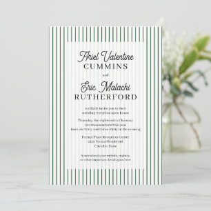 Invitación Estilo rústico de campo con raya verde pareja-orga
