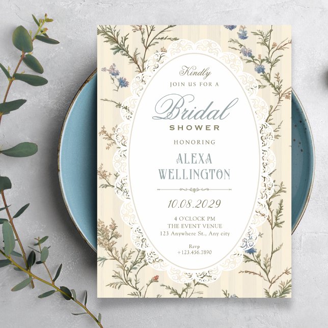 Invitación Estilo rústico de flores silvestres vintage (Subido por el creador)