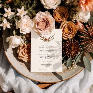 Invitación Estilo rústico terracota floral elegante moderno 