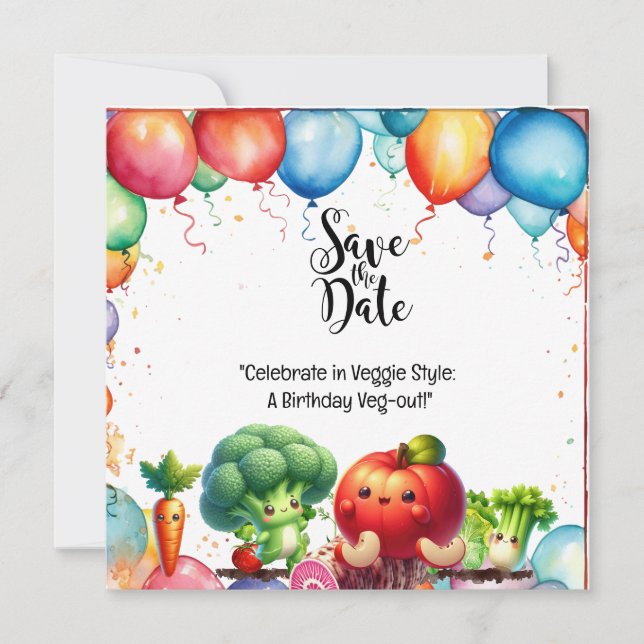 Invitación Estilo vegetariano: ¡Un verdugo de cumpleaños! (Anverso)